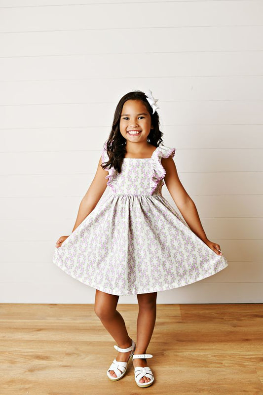 Swoon Kids Lavender Garden Pinafore Dress