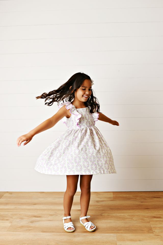 Swoon Kids Lavender Garden Pinafore Dress