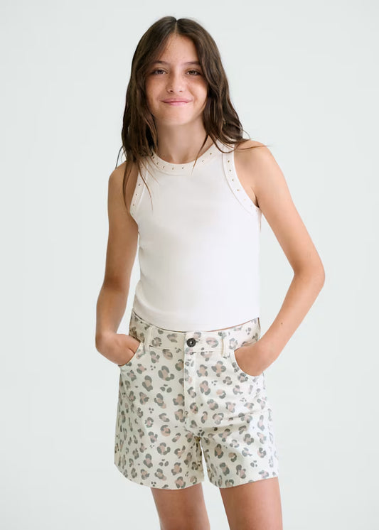 Mayoral 6204 Girl Leopard Twill Shorts