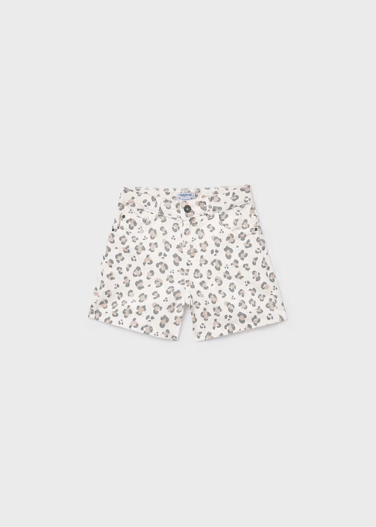 Mayoral 6204 Girl Leopard Twill Shorts