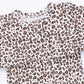 Leopard Rib  2 Way Ruffle Back Zipper Footie