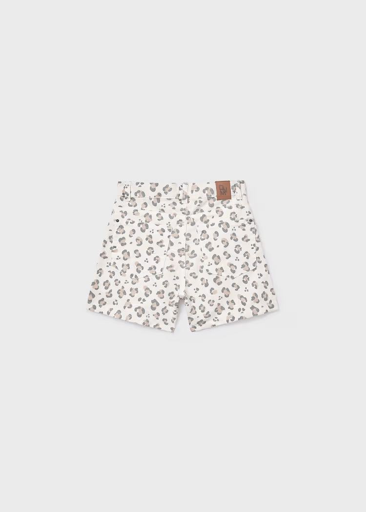 Mayoral 6204 Girl Leopard Twill Shorts