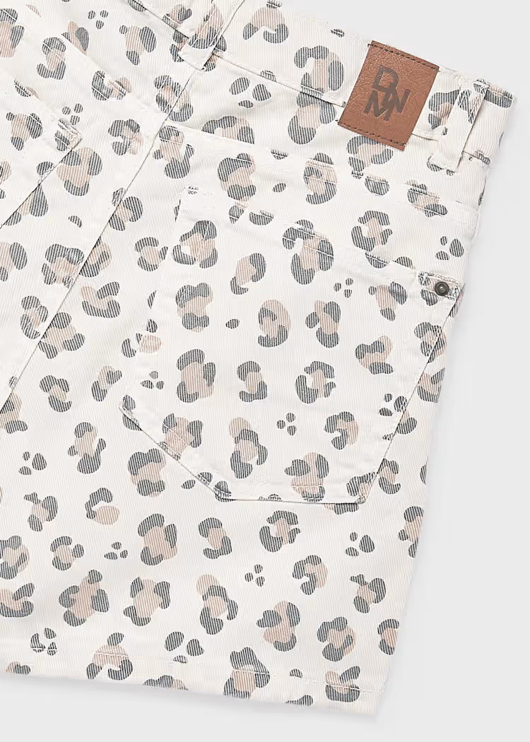 Mayoral 6204 Girl Leopard Twill Shorts