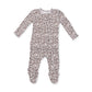Leopard Rib  2 Way Ruffle Back Zipper Footie