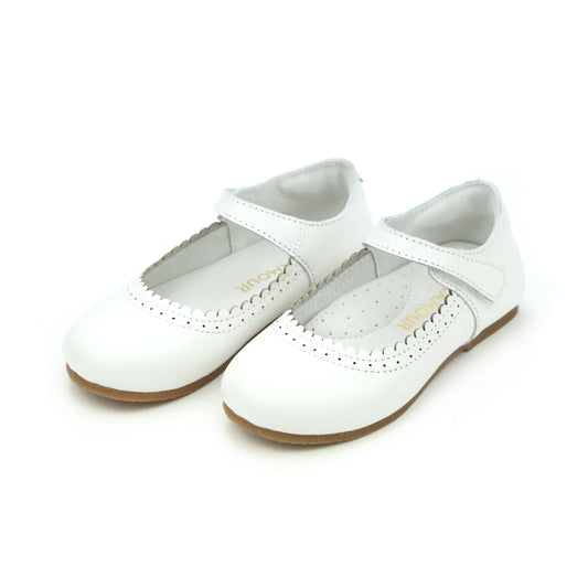 Lucille White Scalloped Flat