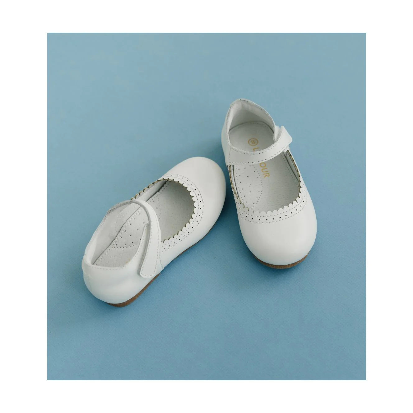 Lucille White Scalloped Flat