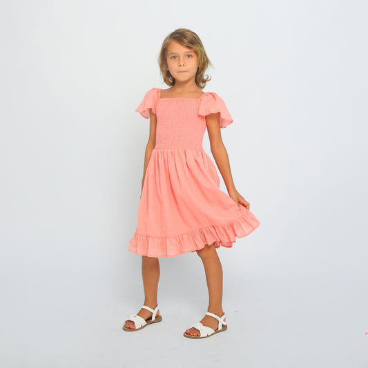 Coral Silver Stripe Lucy Dress