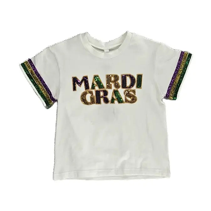 Mardi Gras Sequin Letter Tee