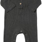 Mason Ribbed Henley Romper - Charcoal