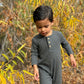 Mason Ribbed Henley Romper - Charcoal