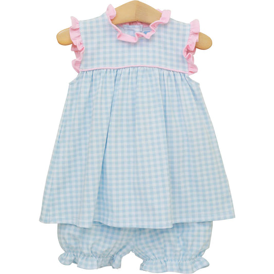 Meredith Bloomer Set- Light Blue Gingham/Light Pink