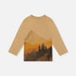 Deux Par Deux Long Sleeve Organic Cotton T-Shirt Beige Mountain Range