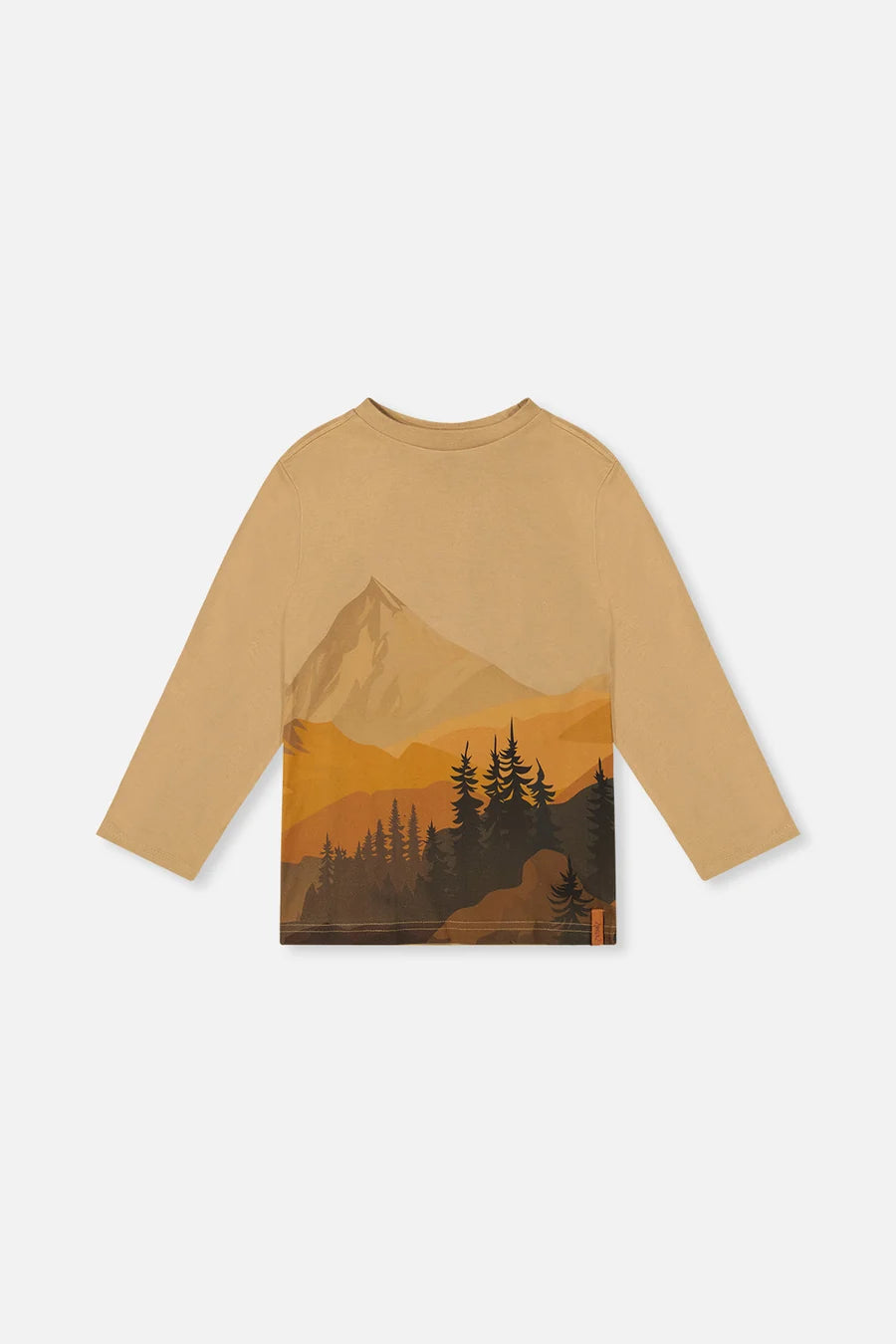 Deux Par Deux Long Sleeve Organic Cotton T-Shirt Beige Mountain Range
