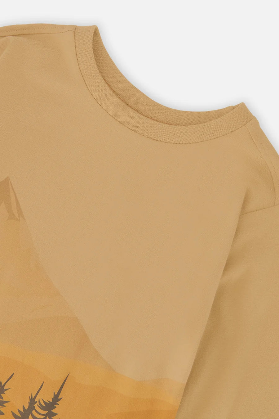 Deux Par Deux Long Sleeve Organic Cotton T-Shirt Beige Mountain Range