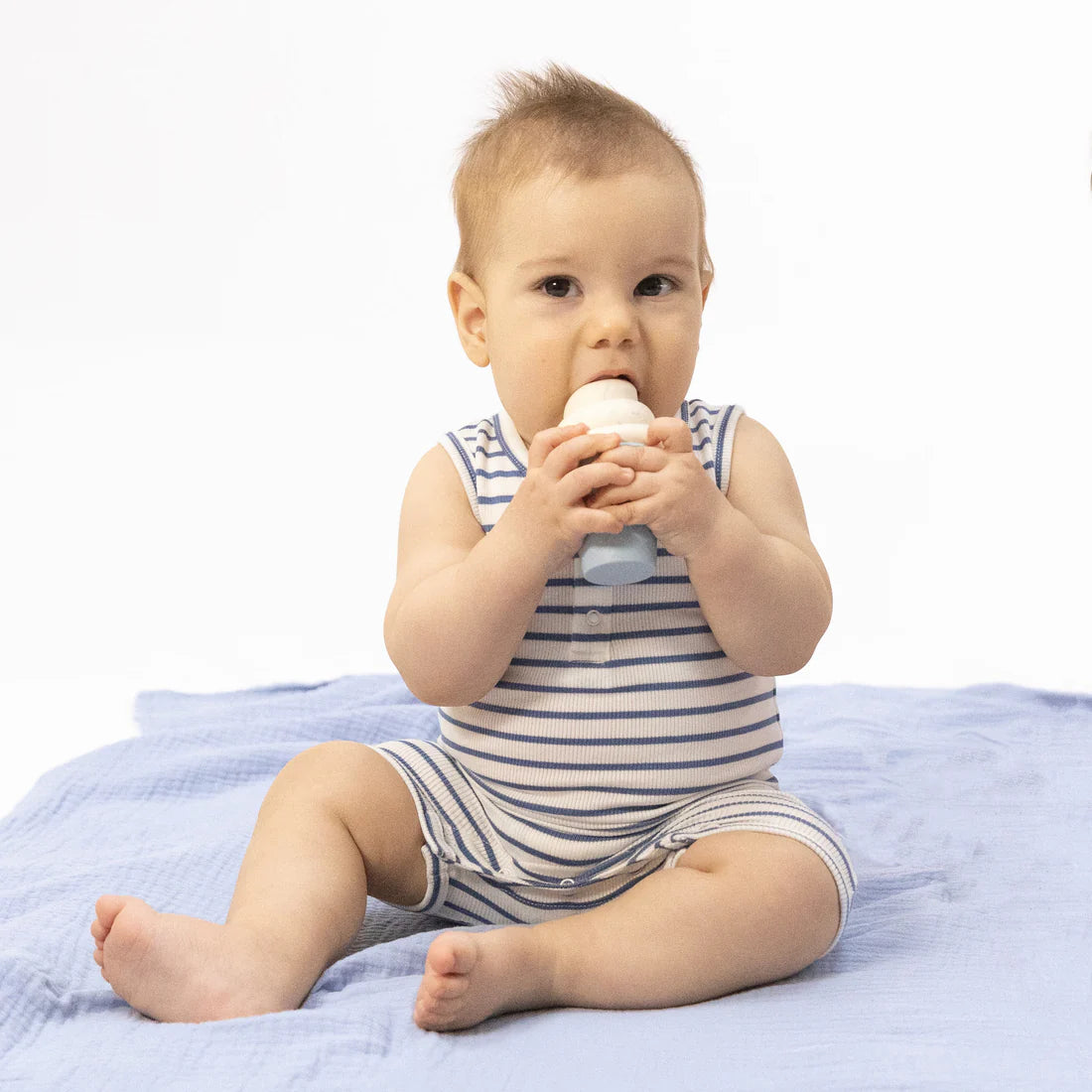Navy Stripe  Henley Shortie Romper