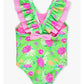 Neon Turtle Tide Bow V-Back One Piece Swimsuit