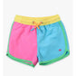 Neon Color Block Dolphin Hem Swim Trunks