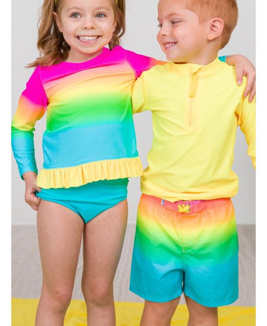 Neon Sunset Swim Trunks