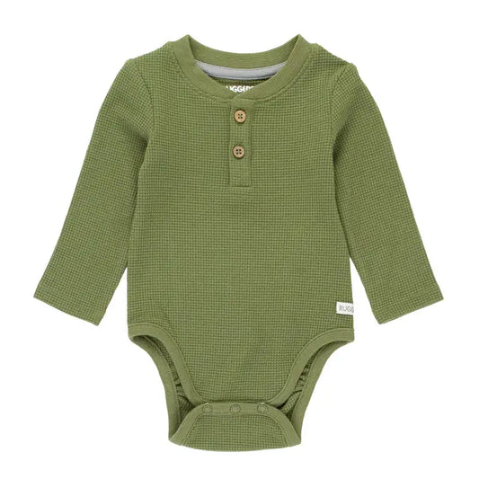 Dusty Olive Waffle Knit Henley Bodysuit