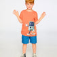 Organic Cotton Jersey T-Shirt With Print Orange