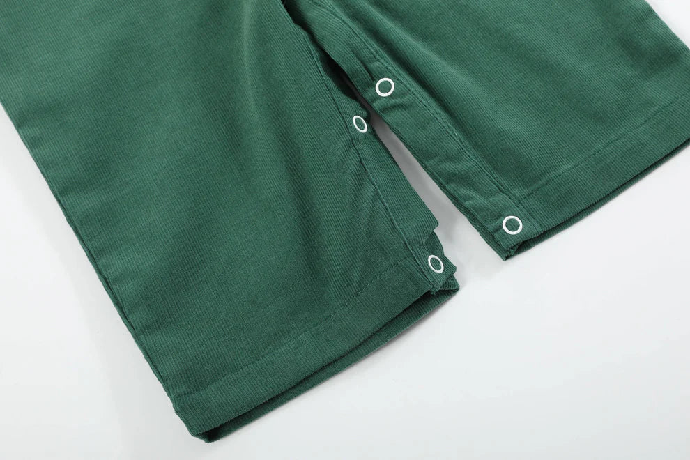 Green Corduroy Santa Smocked Overalls