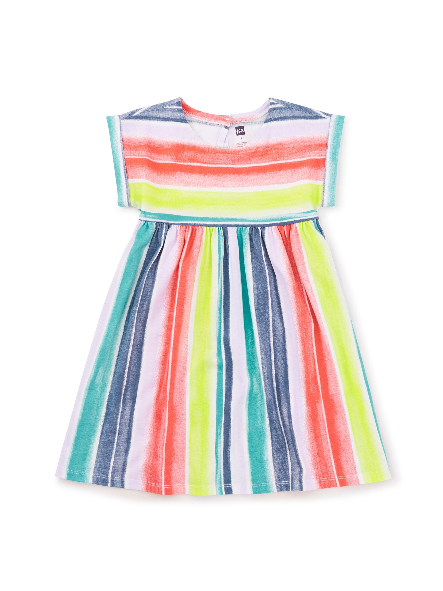 Painted Stripe Short Sleeve Empire Dress