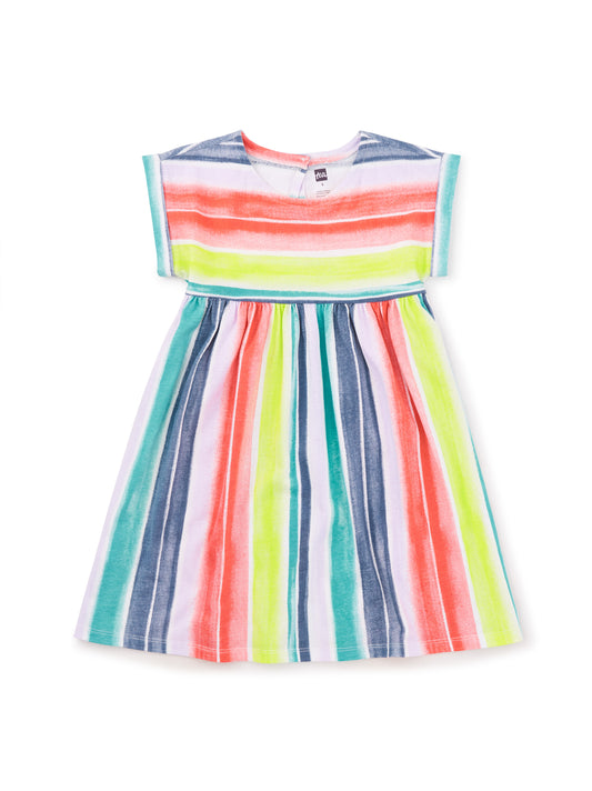 Painted Stripe Short Sleeve Empire Dress