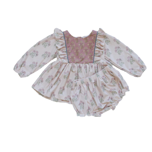 Ruffled Lap Set Rose Floral