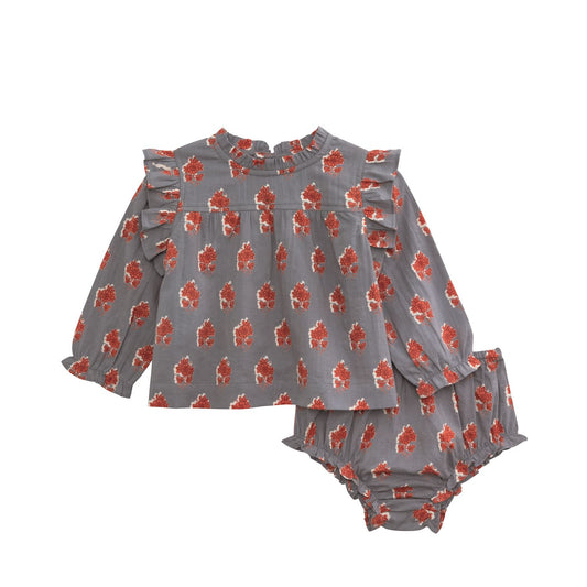 Floral Block Print Pinafore