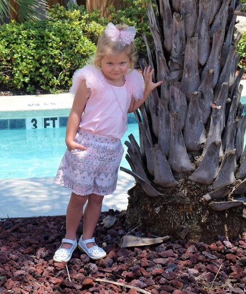 Blush Tank with Tulle Shoulders