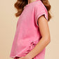Washed Side Bow Detail Knit T Shirt