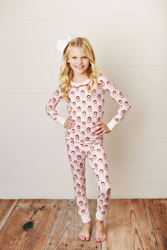 Pink Santa Butterknit 2pc PJ Set