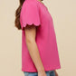 Girls Scallop Sleeve Knit TShirt