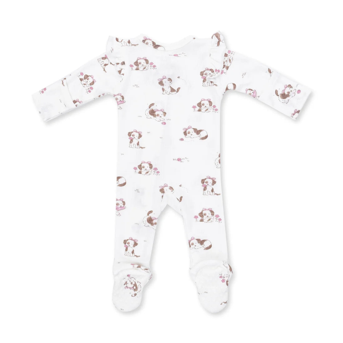 Explorer Puppy Pink  2 Way Ruffle Sleeve Zipper Footie