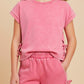 Washed Side Bow Detail Knit Shorts