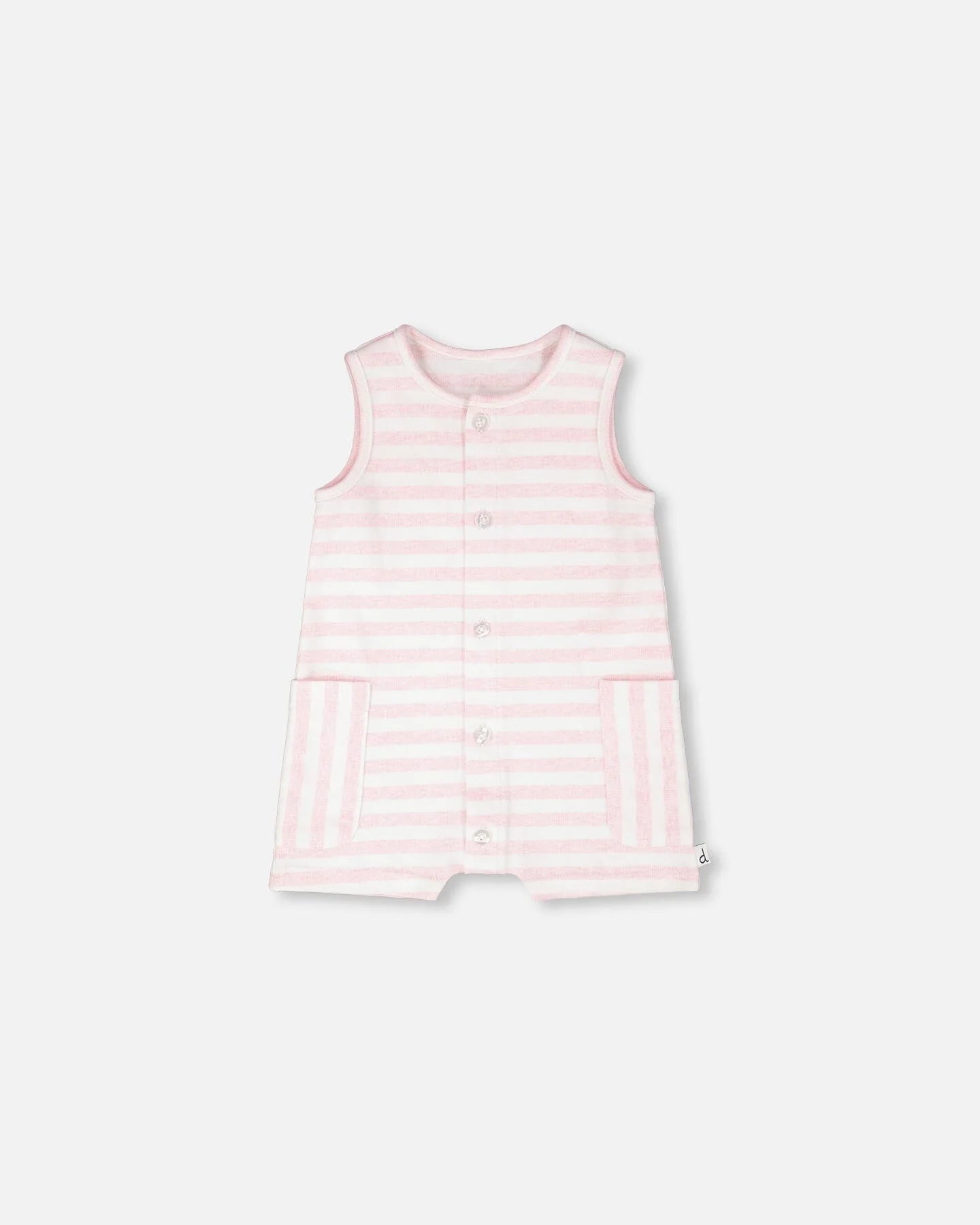 Cotton Striped Romper White And Pink Stripes