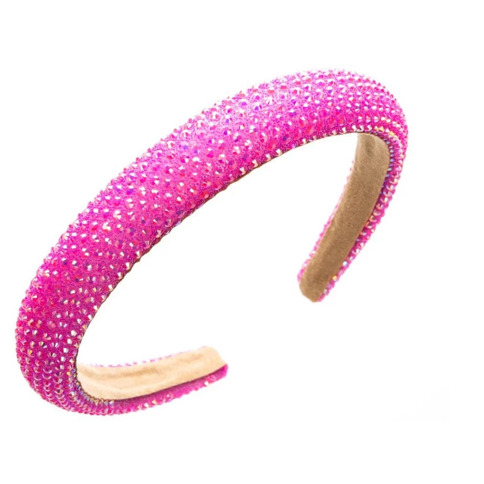 Small Scattered Rhinestone Headband Rose Pink