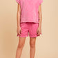 Washed Side Bow Detail Knit T Shirt