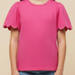 Girls Scallop Sleeve Knit TShirt