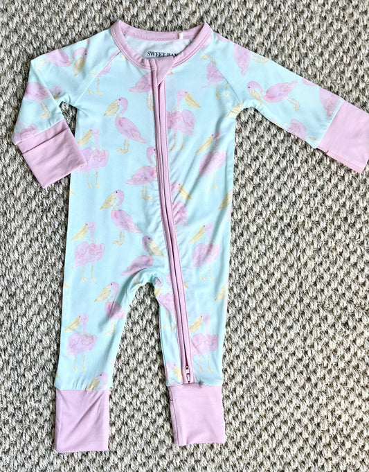 Pink Pelican Zipper Onesie