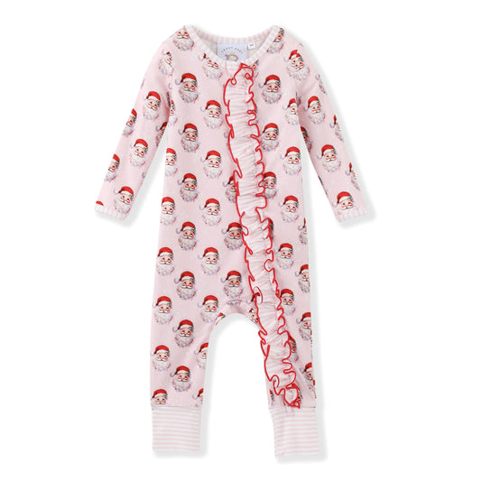 Pink Santa Butterknit Zip Up Layette