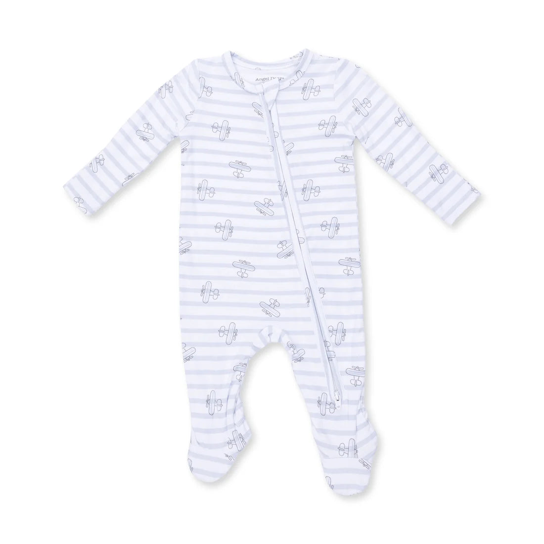 Airplane Stripe  2 Way Zipper Footie