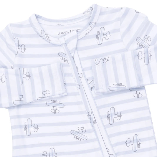 Airplane Stripe  2 Way Zipper Footie