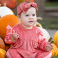 Poppy Rose Long Sleeve Solid Ribbed Bow Tie Bubble Romper