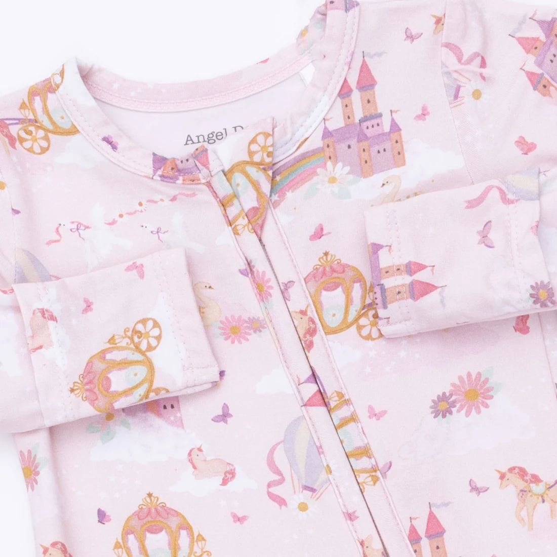Princess Unicorns and Castle  2 Way Ruffle Back Zipper Footie