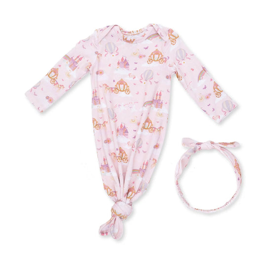 Princess Unicorns and Castle  Knotted Gown and Knot Headband