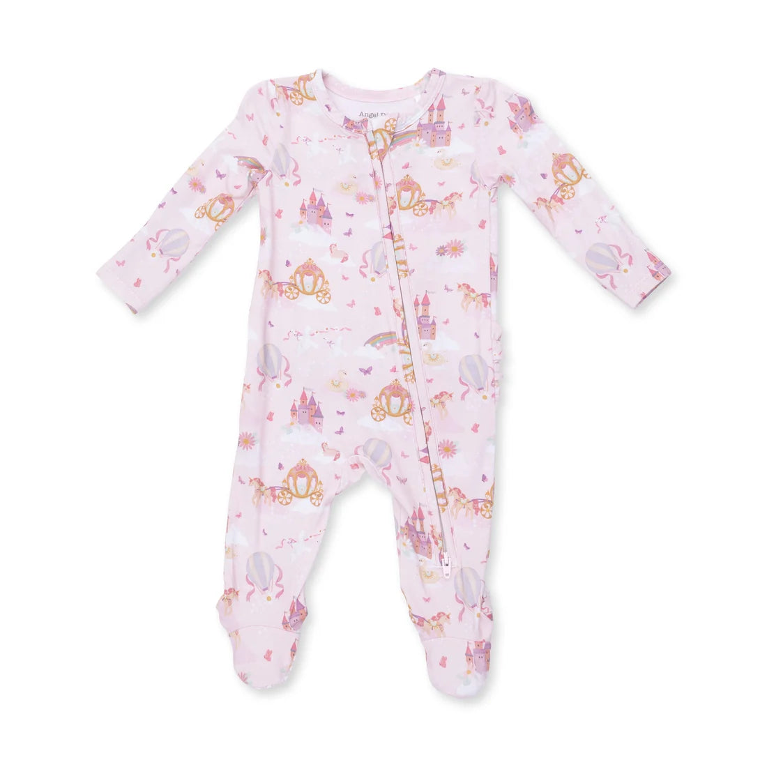 Princess Unicorns and Castle  2 Way Ruffle Back Zipper Footie