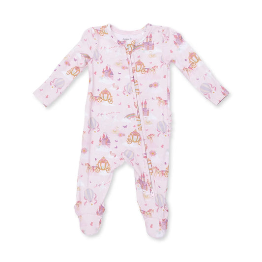 Princess Unicorns and Castle  2 Way Ruffle Back Zipper Footie