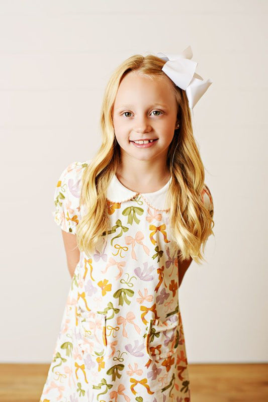 Bow Print Proper Dress