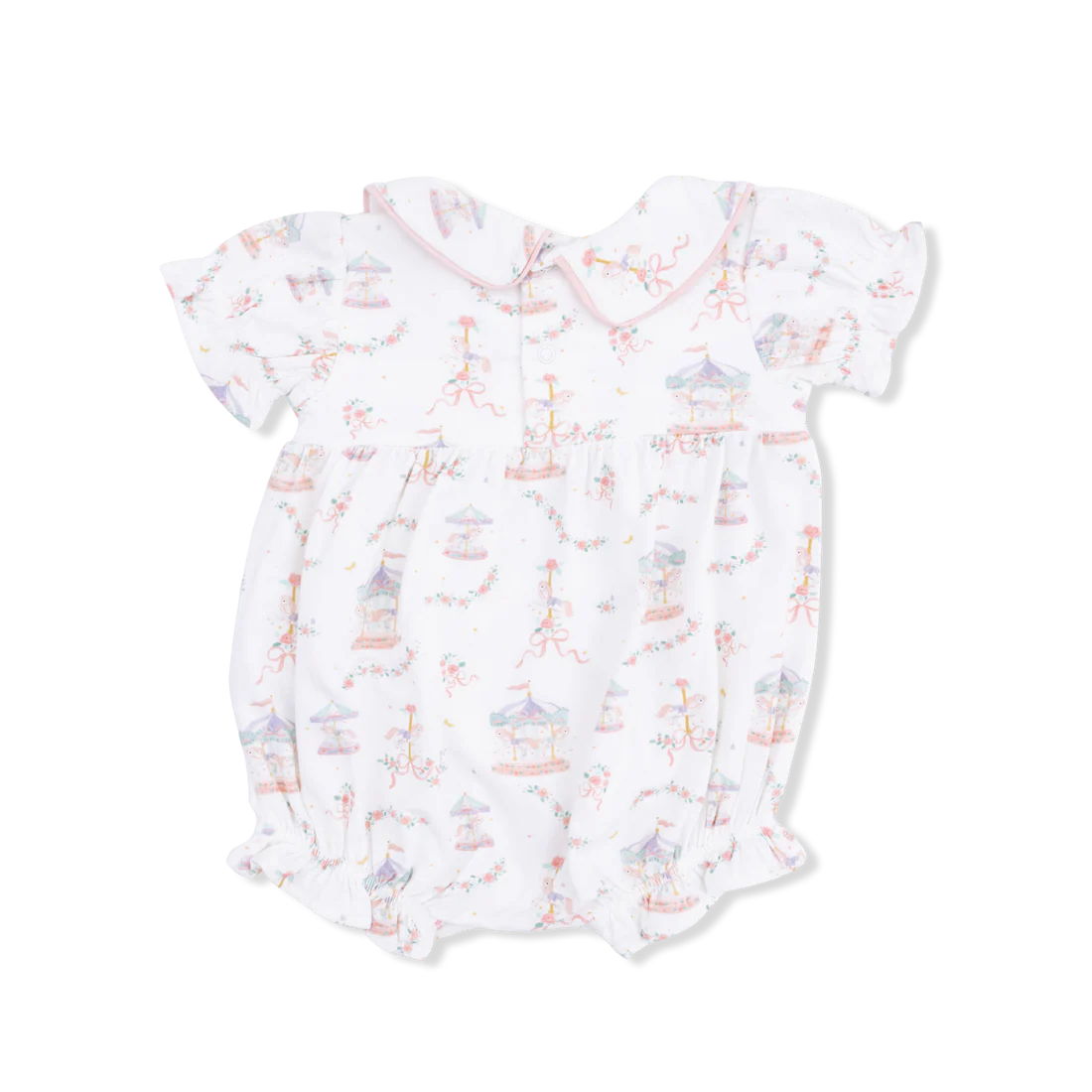 Carousel with Bows  Classic Puff Sleeve Babydoll Bubble